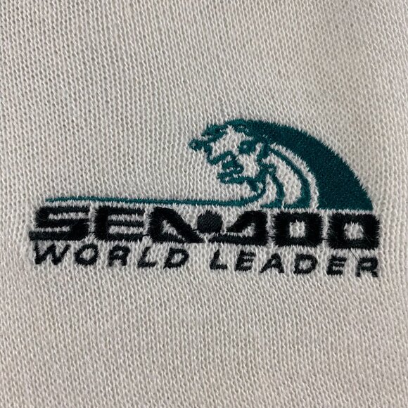 Vintage Seadoo Sea-Doo Bombardier Knit Sweater Mens Medium White Acrylic Jet Ski - Picture 3 of 9